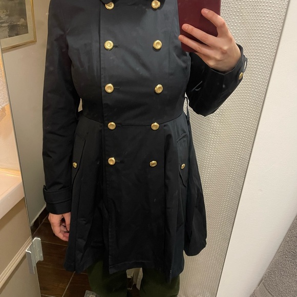 Bebe Black Pleated Bottom Pea Coat- Size Small - Picture 2 of 13